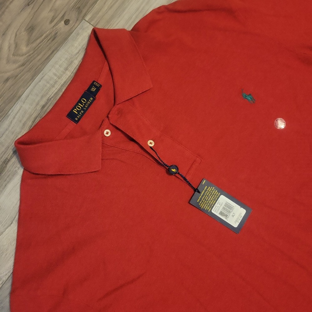 Polo Ralph Lauren Shirt Long Sleeve Polo Mens 2XLT Red Flame Heat NEW $115